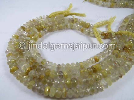 Golden Rutile Far Faceted Roundelle Shape Beads